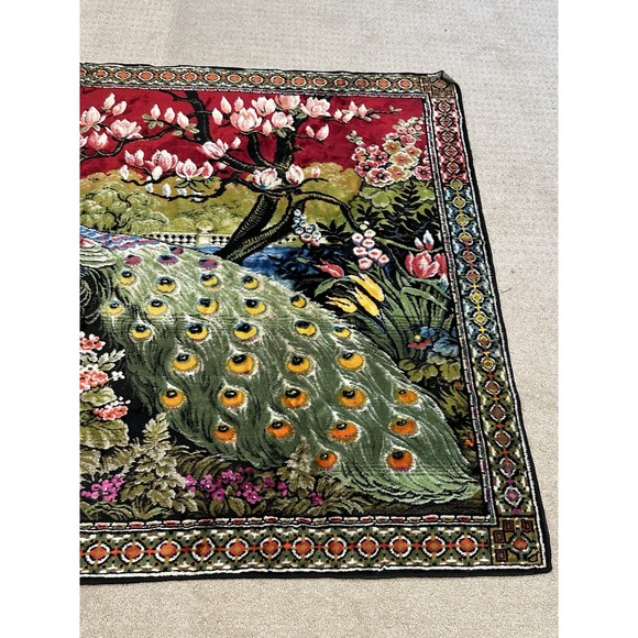 Vintage Peacock Rug 70x48 - Picture 4 of 5